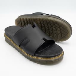 Dép quai chữ H ngang nam màu đen đế dày phong cách cơ bản cao 5cm 2
