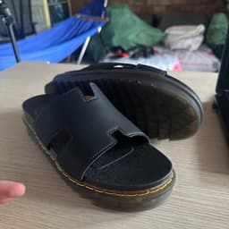 Dép quai chữ H ngang nam màu đen đế dày phong cách cơ bản cao 5cm 4