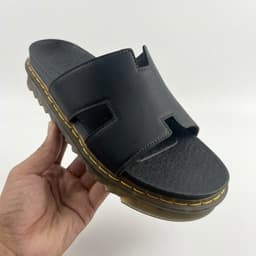 Dép quai chữ H ngang nam màu đen đế dày phong cách cơ bản cao 5cm 3