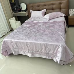 Bộ chăn ga gối Phi Lụa cao cấp thêu hoa sang trọng,bộ 4 món kèm chăn trần bông êm ái,ga bo chun theo yêu cầu 2