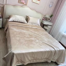 Bộ chăn ga gối Phi Lụa cao cấp thêu hoa sang trọng,bộ 4 món kèm chăn trần bông êm ái,ga bo chun theo yêu cầu 5