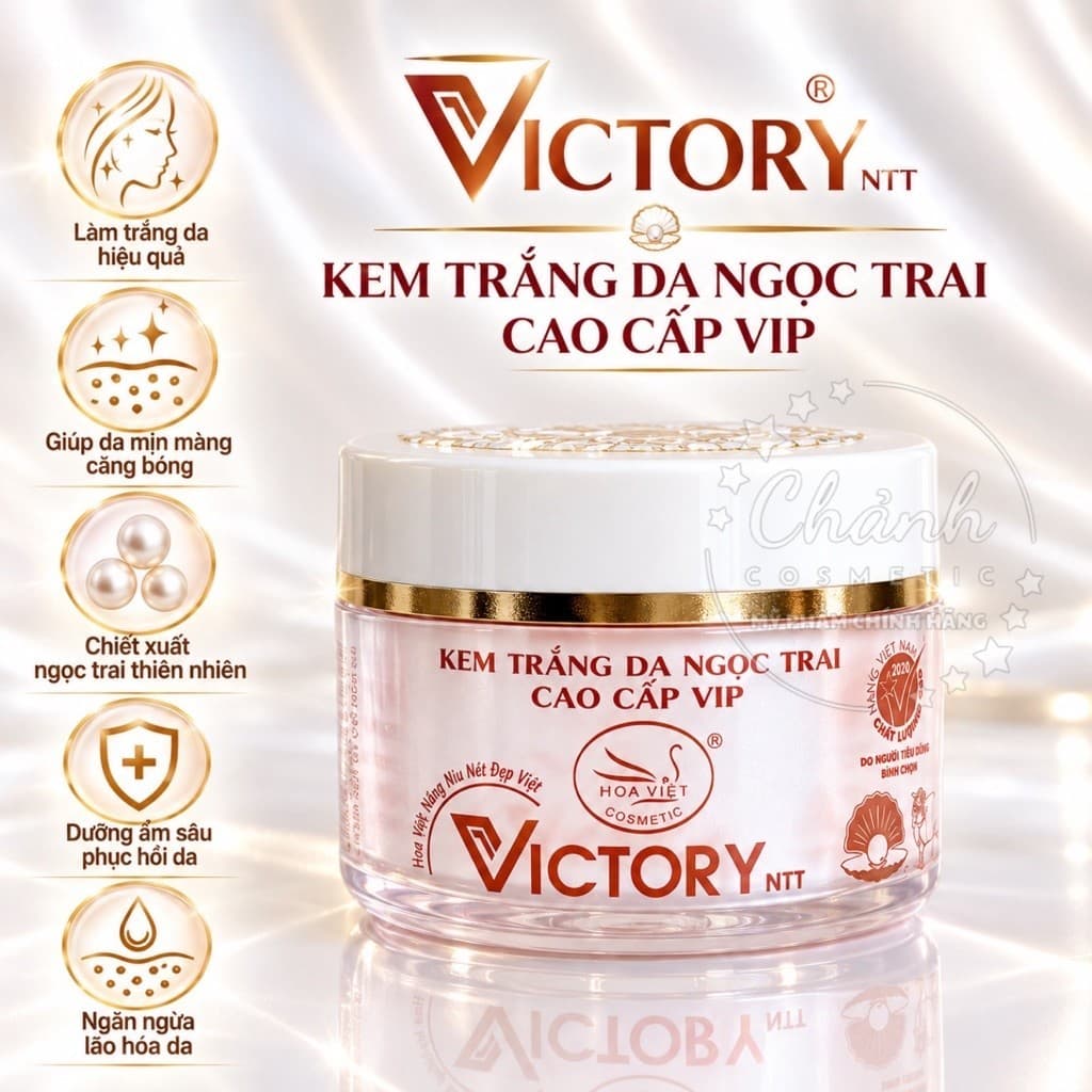 Kem Trắng Da VICTORY Hoa Việt Cao Cấp Vip Giữ Ẩm Trắng Sáng Da, Se Khít Lỗ Chân Lông 14g