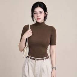 Áo cổ lọ tay lửng ôm body tôn dáng style thu đông sang trọng BYN BYN MY622 2