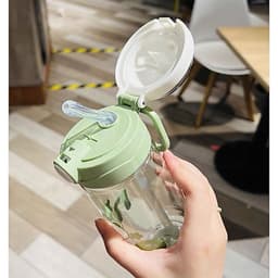 Bình nước gấu 650ml an toàn cho bé, chất liệu nhựa PC bền đẹp, lý tưởng cho đi học. 5