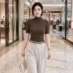 Áo thun cổ lọ tay lửng dáng ôm body chất thun tăm mịn siêu sang tôn dáng BYN BYN MY622 7