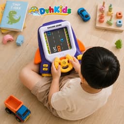 Đường Đua Xe Ô Tô Màn Hình Chuyển Động, Vô Lăng Điều Khiển Nhanh Tay Nhanh Mắt, Có Âm Thanh Vui Nhộn 1