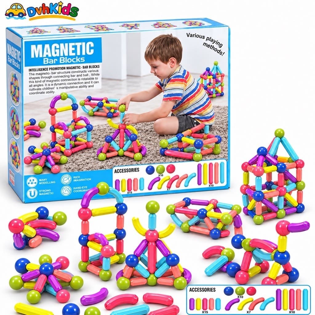 Bộ đồ chơi xếp hình nam châm magnetic blocks . Đồ chơi giáo dục phát triển tư duy cho bé