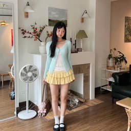 Chân Váy Xòe Cạp Lưng Trắng Form Bèo Dễ Thương 3