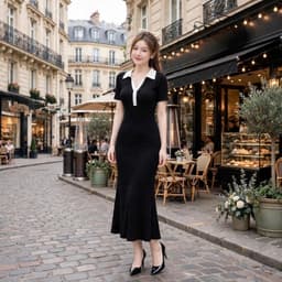 Đầm Sọc cổ trụ kẻ sọc ngang dáng mixi ôm body tôn dáng sang trọng BYN BYN SV100 4