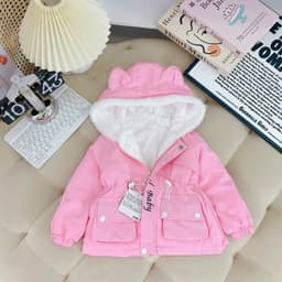 Áo Khoác Gió Parka Lót Lông Cho Bé Gái, Mẫu Tai Thỏ Dễ Thương Hàng VNXK 4