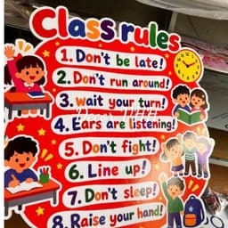 Bảng 8 quy tắc lớp học tiếng Anh English class rules kích thước 60x60cm fomex 5ly xốp nổi (TA202) 6