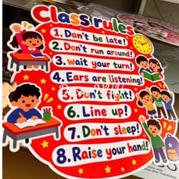 Bảng 8 quy tắc lớp học tiếng Anh English class rules kích thước 60x60cm fomex 5ly xốp nổi (TA202) 7