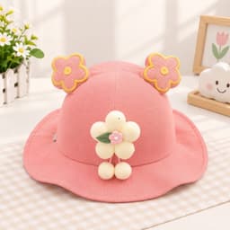 Mũ tai bèo cho bé gái nón vải mềm đính hoa nổi siêu dễ thương cho bé từ 1-3 tuổi 3