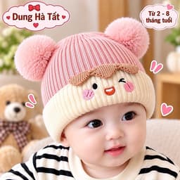Mũ Len Quả Bông Ngộ Nghĩnh Đáng Yêu Cho Bé Từ 2-8 tháng 4
