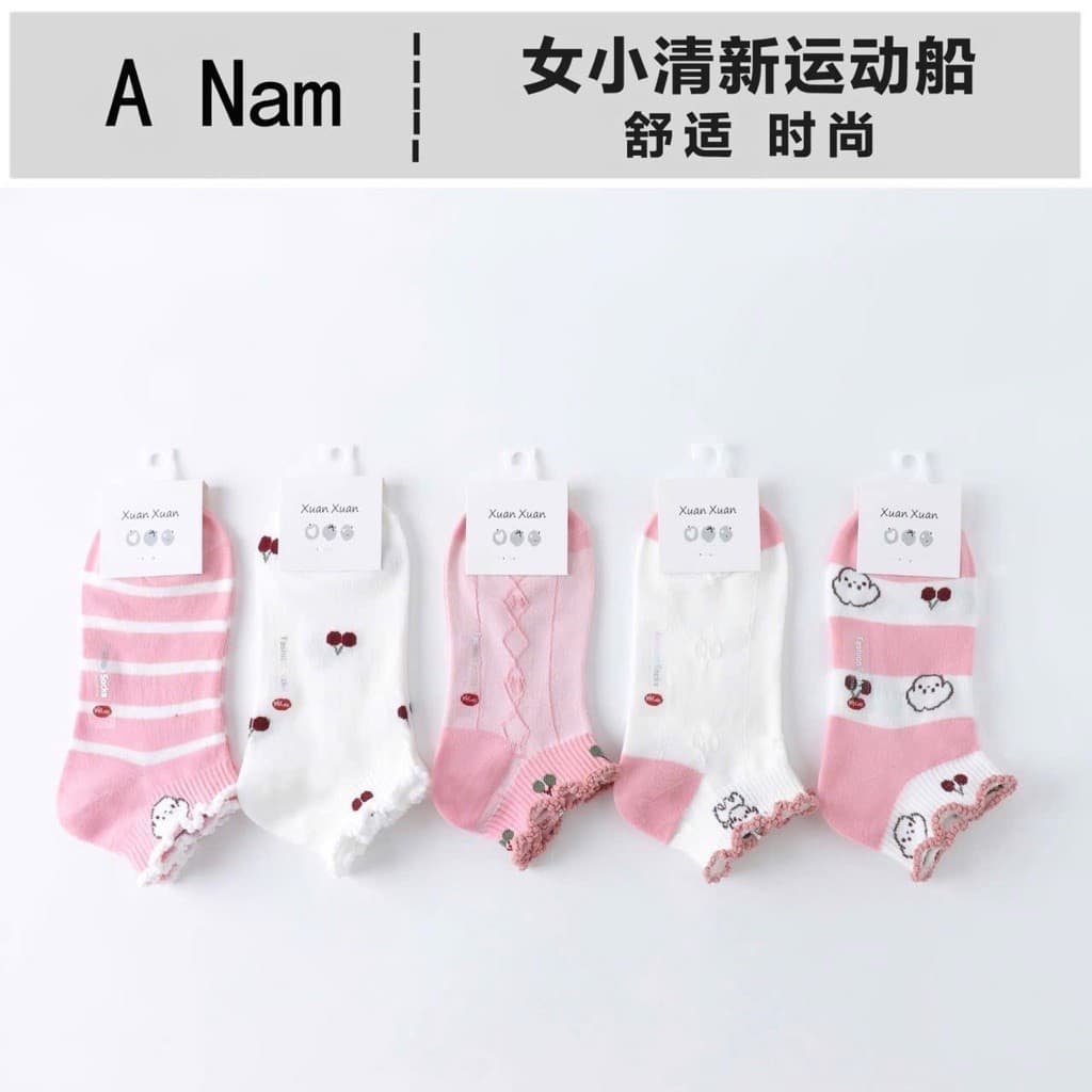 SÉT 10 ĐÔI TẤT CỔ NGẮN DÀNH CHO NỮ DẦY DẶN