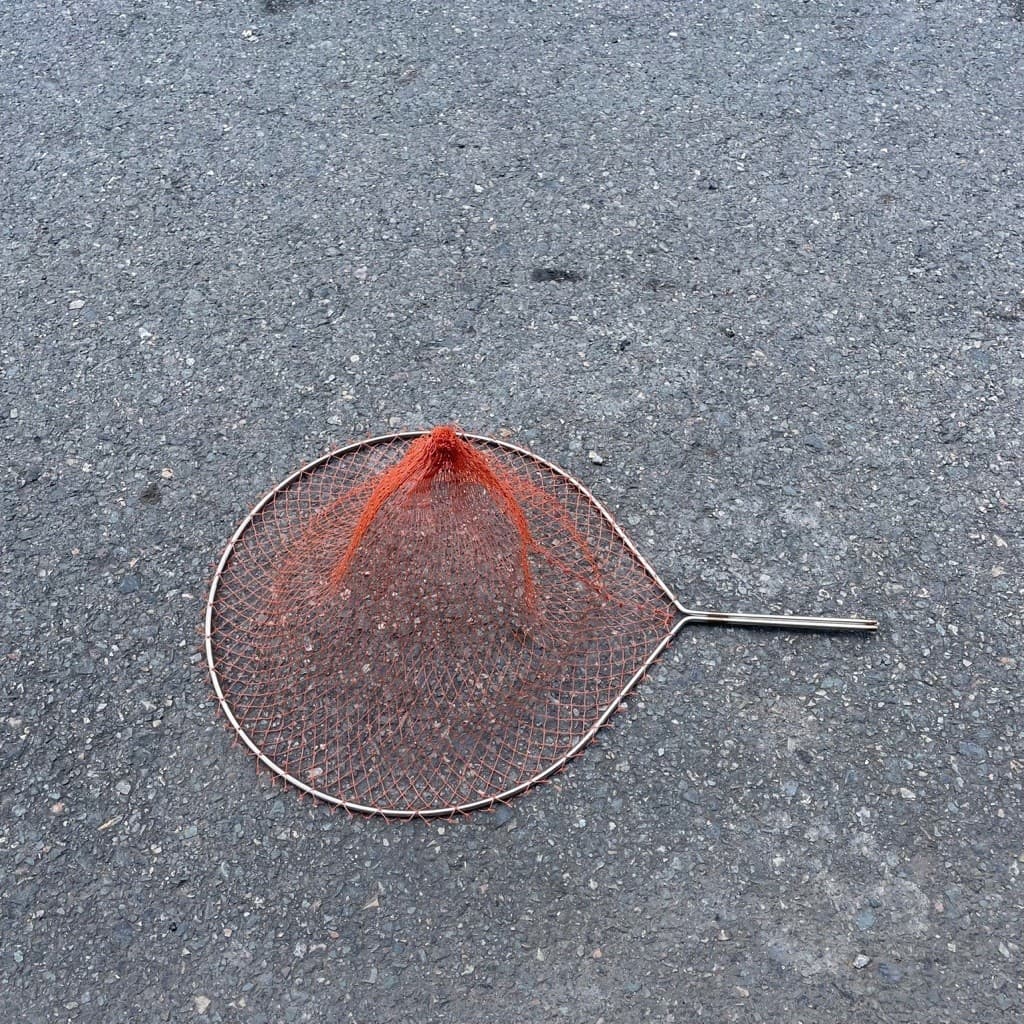 1 vợt bầu dục lưới cào đỏ vành inox 4ly đường kính 19x23 23x26 27x30cm