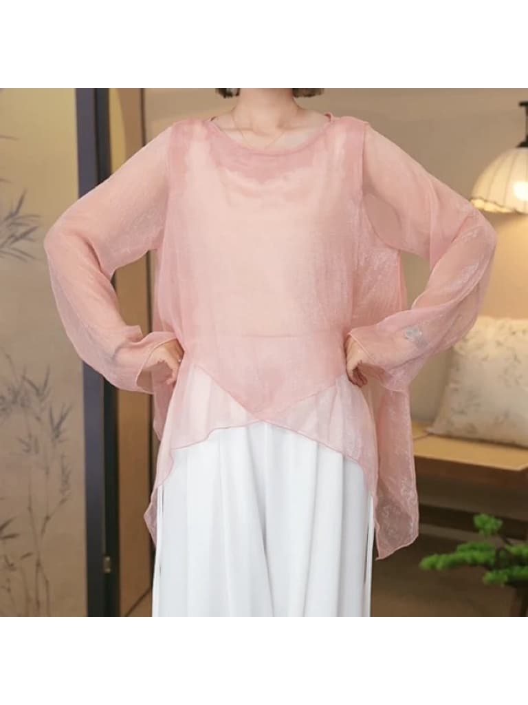 (Hàng sẵn) Áo tập múa cổ trang Áo múa truyền thống (ko kèm áo lót trong)