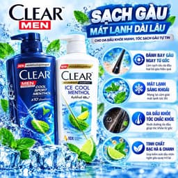 [CHUẨN THÁI] COMBO 2 DẦU GỘI CLEAR MEN THÁI LAN 350ml/chai BẠC HÀ 2