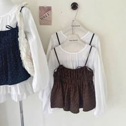 Sét áo kiểu nữ 2 món phối áo voan tơ trắng tay dài kèm áo 2 dây hoa nhí nhún eo xòe nhẹ tiểu thư.CLOTHING MA009977 2