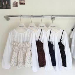 Sét áo kiểu nữ 2 món phối áo voan tơ trắng tay dài kèm áo 2 dây hoa nhí nhún eo xòe nhẹ tiểu thư.CLOTHING MA009977 8