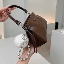 Túi Xách Nữ l Phong Cách Hàn Quốc, Túi Đeo Chéo Nữ Đính Charm Lông, Túi Cầm Tay Thời Trang 2
