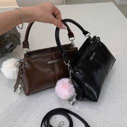 Túi Xách Nữ l Phong Cách Hàn Quốc, Túi Đeo Chéo Nữ Đính Charm Lông, Túi Cầm Tay Thời Trang 8