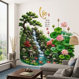 Decal hoa sen kèm chữ Lộc( 60x90cm) 3