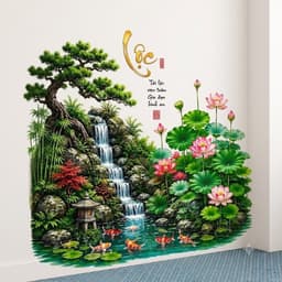 Decal hoa sen kèm chữ Lộc( 60x90cm) 4