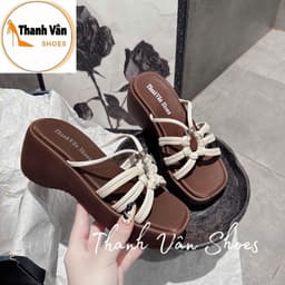 (D0487) _ Dép xuồng quai dây thắt da mềm cao 7 phân_Thanh Vân Shoes_Dép nữ/Dép thời trang 3