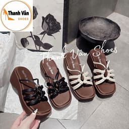 (D0487) _ Dép xuồng quai dây thắt da mềm cao 7 phân_Thanh Vân Shoes_Dép nữ/Dép thời trang 9