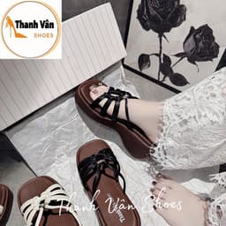 (D0487) _ Dép xuồng quai dây thắt da mềm cao 7 phân_Thanh Vân Shoes_Dép nữ/Dép thời trang 7