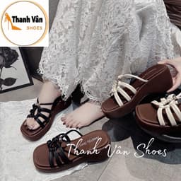 (D0487) _ Dép xuồng quai dây thắt da mềm cao 7 phân_Thanh Vân Shoes_Dép nữ/Dép thời trang 4