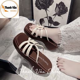 (D0487) _ Dép xuồng quai dây thắt da mềm cao 7 phân_Thanh Vân Shoes_Dép nữ/Dép thời trang 5