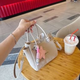 Túi Xách Nữ Mini Quai Xách Phối Dây Đeo Chéo, Túi Dáng Hộp Thời Trang Kèm Móc Treo Trang Trí Nhiều Màu 6
