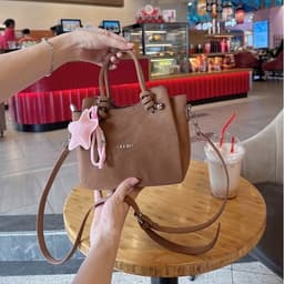 Túi Xách Nữ Mini Quai Xách Phối Dây Đeo Chéo, Túi Dáng Hộp Thời Trang Kèm Móc Treo Trang Trí Nhiều Màu 5