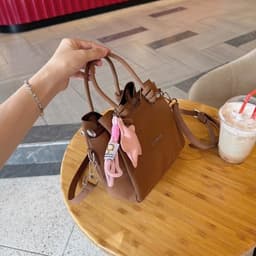 Túi Xách Nữ Mini Quai Xách Phối Dây Đeo Chéo, Túi Dáng Hộp Thời Trang Kèm Móc Treo Trang Trí Nhiều Màu 7