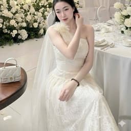 Váy Ren Dự Tiệc Đính Hoa Vai Dáng Dài xukadress 7
