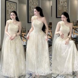 Váy Ren Dự Tiệc Đính Hoa Vai Dáng Dài xukadress 1