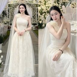 Váy Ren Dự Tiệc Đính Hoa Vai Dáng Dài xukadress 2