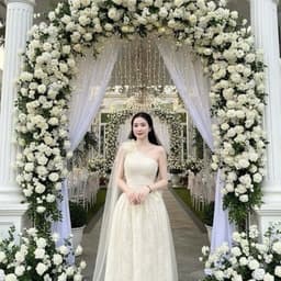 Váy Ren Dự Tiệc Đính Hoa Vai Dáng Dài xukadress 6