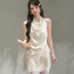 Set lụa kem cổ yếm xukadress sang chảnh 4