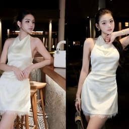 Set lụa kem cổ yếm xukadress sang chảnh 1