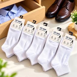 Tất Nam Chất Cotton Mềm Mại Êm Chân 2 Màu Đen Trắng 3