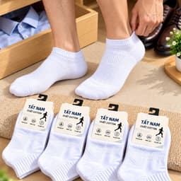 Tất Nam Chất Cotton Mềm Mại Êm Chân 2 Màu Đen Trắng 2