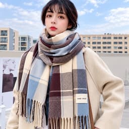 Khăn Quàng Kẻ Nam Nữ Siêu Xinh mix Đồ Phong Cách 3