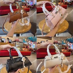 Túi Xách Nữ Dáng Chữ Nhật Khóa Kim Loại Trang Trí Hoa 3D Kèm Dây Đeo Chéo Phong Cách Thanh Lịch 2