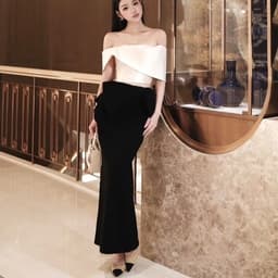[MMUSE STORE] VIDEO - Set áo trễ vai croptop chân váy nơ eo dáng dài sang trọng 8