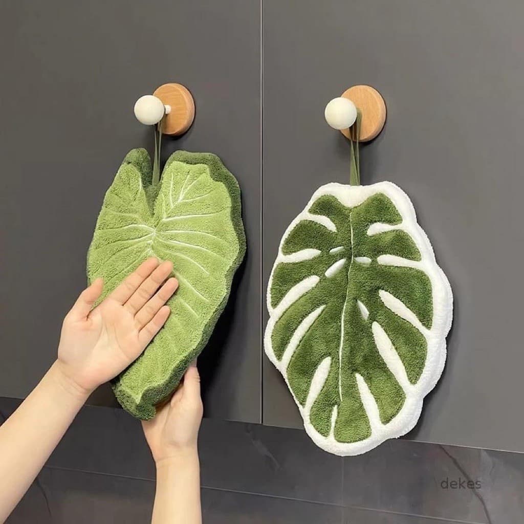 Khăn Lau Tay Dày Dặn, Siêu Thấm Hút, Hình Lá Dễ Thương Cho Nhà Bếp, khăn lau bát, Chất liệu lông cừu thấm hút