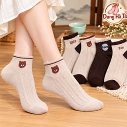 Tất Nữ Cổ Ngắn Chất Cotton Siêu Mềm Mại Co Giãn Tông Màu Tối Sang Chảnh Hoạ Tiết Hoa 1969 2