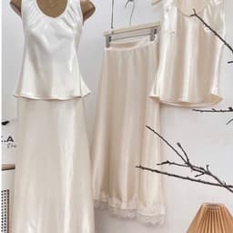 Bộ áo sát nách phối chân váy dài nữ màu kem phong cách thanh lịch 7